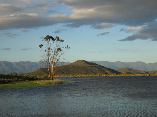 The lake in the evening sun